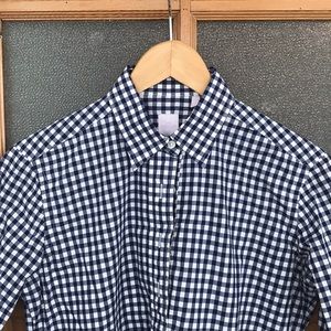 Ann Mashburn Popover Shirt, Navy Gingham, Size M